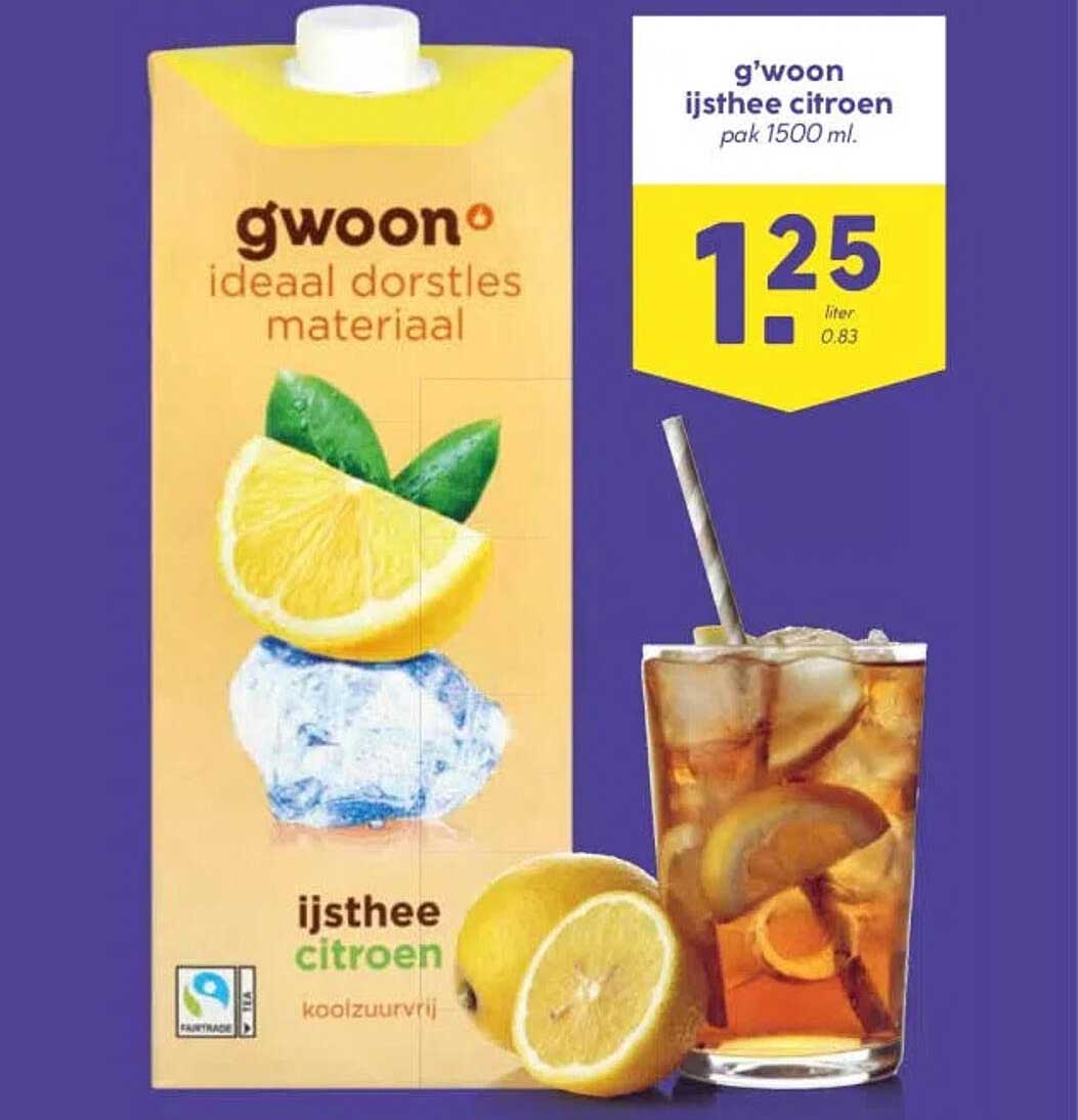 g'woon ijsthee citroen pak 1500 ml.
