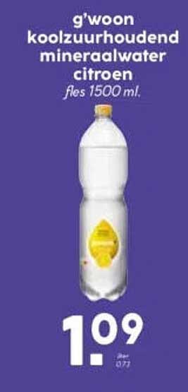 g'woon koolzuurhoudend mineraalwater citroen fles 1500 ml
