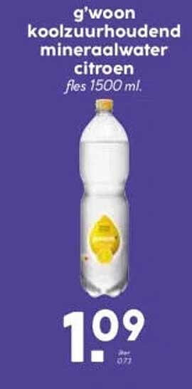 g'woon koolzuurhoudend mineraalwater citroen fles 1500 ml