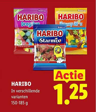 HARIBO In verschillende varianten 150-185 g Actie