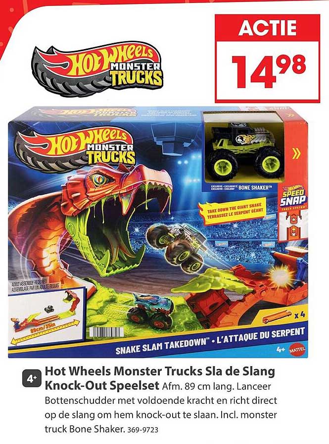 Hot Wheels Monster Trucks Sla de Slang Knock-Out Speelset