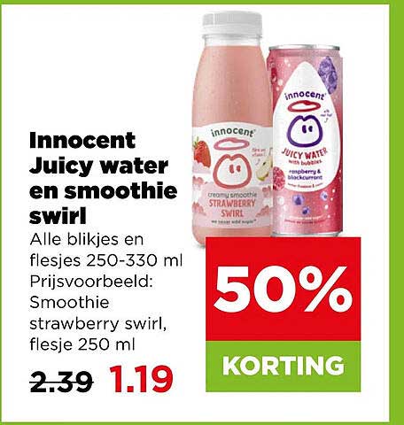 Innocent Juicy water en smoothie swirl 50% KORTING