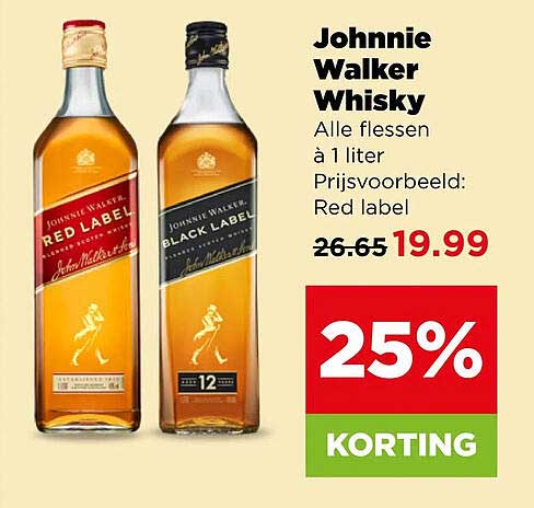 Johnnie Walker Whisky 25% korting