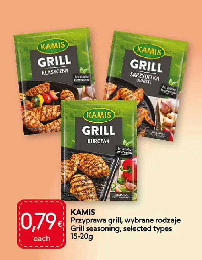 KAMIS Przyprawa grill, wybrane rodzaje Grill seasoning, selected types 15-20g
