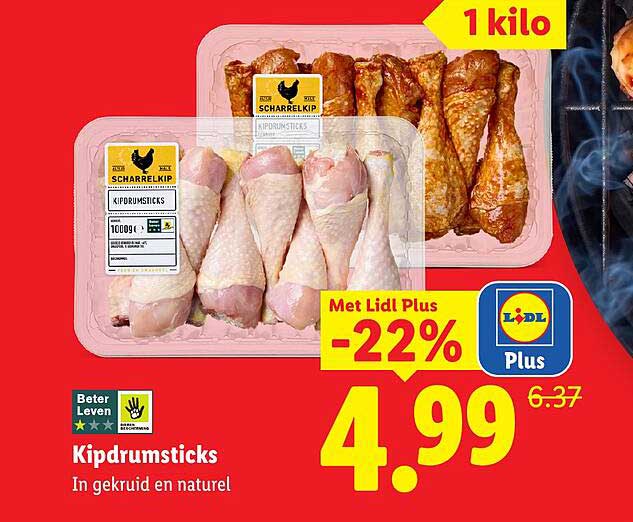 Kipdrumsticks In gekruid en naturel Met Lidl Plus -22%