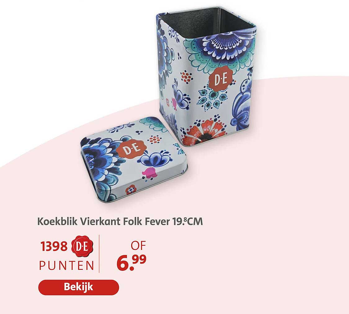 Koekblik Vierkant Folk Fever 19.8CM