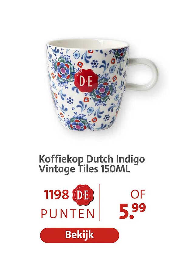Koffiekop Dutch Indigo Vintage Tiles 150ML