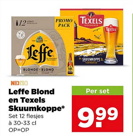 Leffe Blond en Texels Skuumkoppe* Set 12 flesjes à 30-33 cl OP=OP