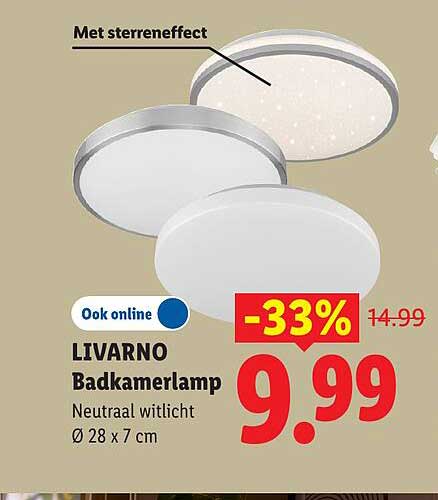 LIVARNO Badkamerlamp Neutraal witlicht Ø 28 x 7 cm -33%