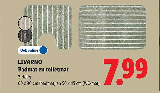 LIVARNO Badmat en toiletmat 2-delig