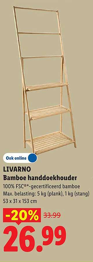 LIVARNO Bamboe handdoekhouder