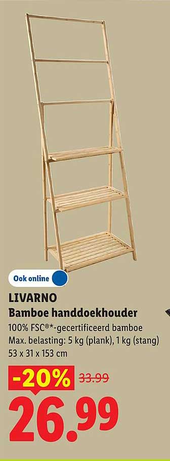 LIVARNO Bamboe handdoekhouder