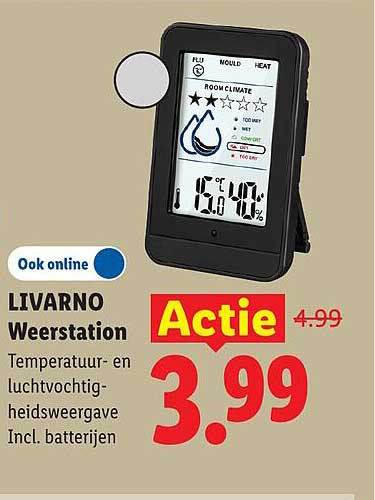 LIVARNO Weerstation Temperatuur- en luchtvochtigheidsweergave Incl. batterijen Actie