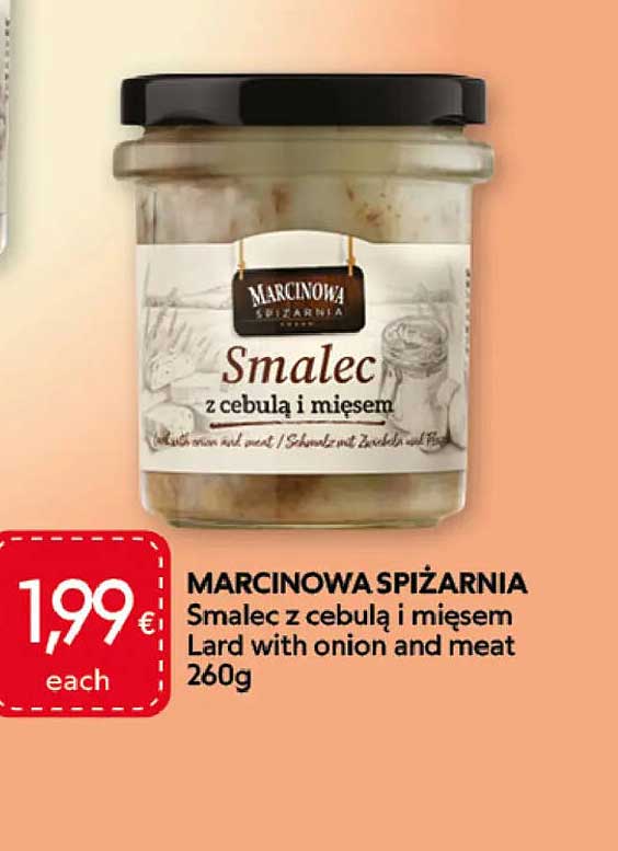 MARCINOWA SPIŻARNIA Smalec z cebulą i mięsem Lard with onion and meat 260g