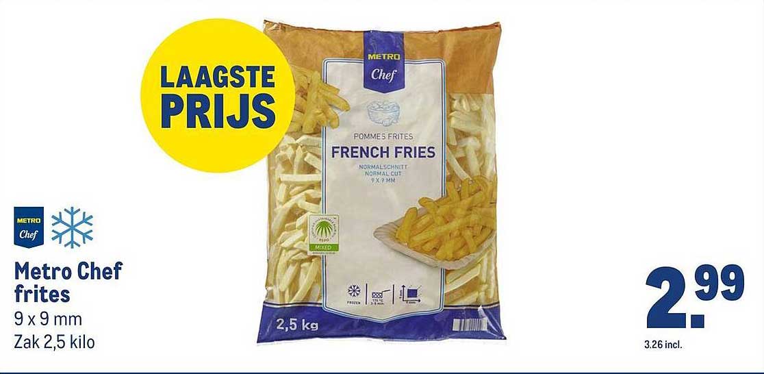 Metro Chef frites 9 x 9 mm Zak 2,5 kilo