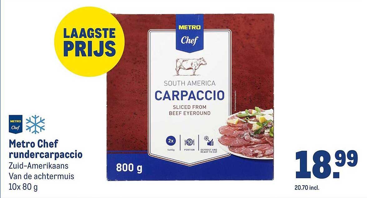 Metro Chef rundercarpaccio Zuid-Amerikaans Van de achtermuis 10x 80 g