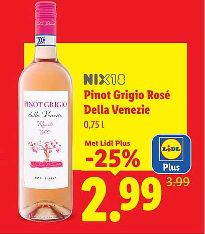 NIX18 Pinot Grigio Rosé Della Venezie 0,75 l Met Lidl Plus -25%