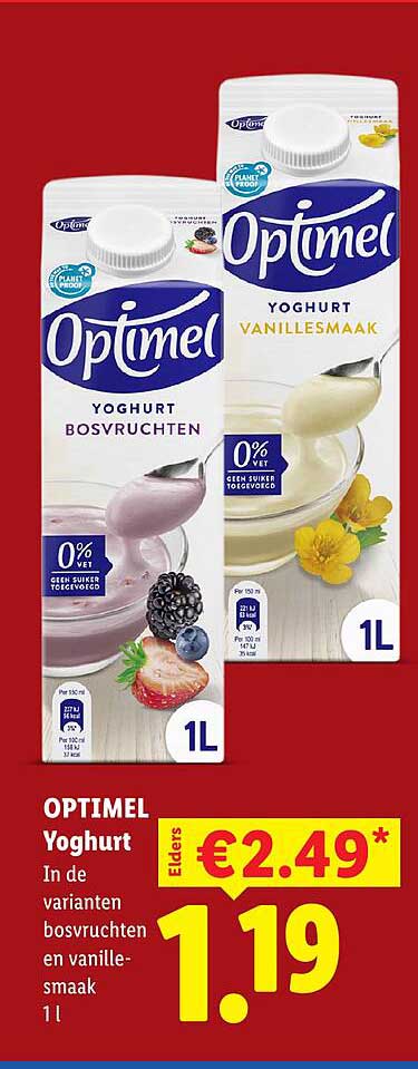 OPTIMEL Yoghurt In de varianten bosvruchten en vanille-smaak 1 l