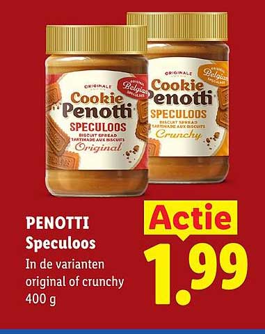 PENOTTI Speculoos In de varianten original of crunchy 400 g Actie