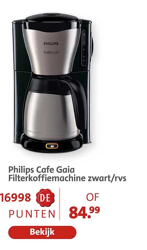 Philips Cafe Gaia Filterkoffiemachine zwart/rvs