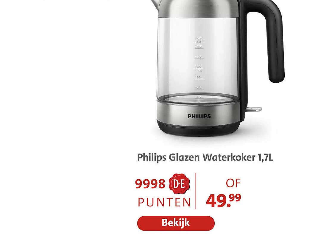 Philips Glazen Waterkoker 1,7L