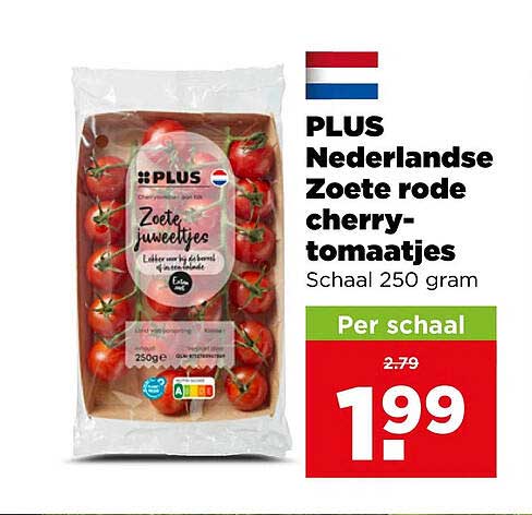 PLUS Nederlandse Zoete rode cherry-tomaatjes Schaal 250 gram