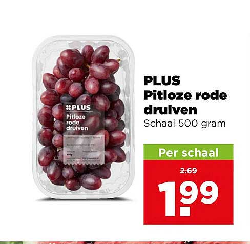 PLUS Pitloze rode druiven Schaal 500 gram