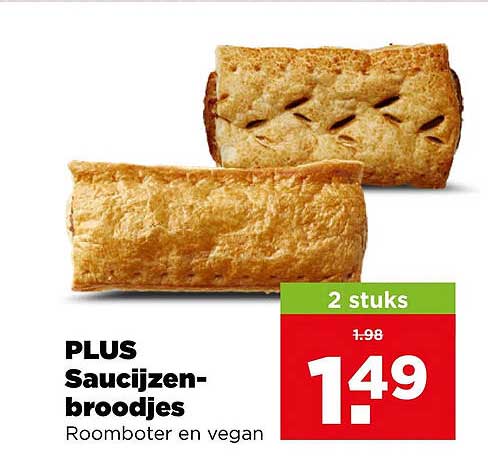 PLUS Saucijzenbroodjes Robotber en vegan 2 stuks
