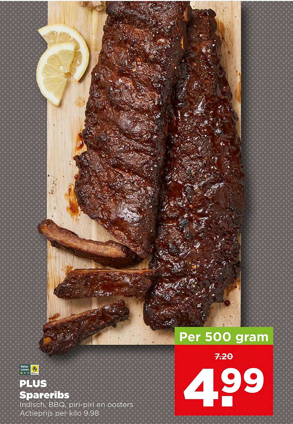 PLUS Spareribs Indisch, BBQ, piri-piri en oosters