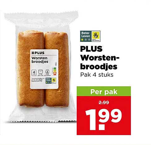 PLUS worstenbroodjes Pak 4 stuks