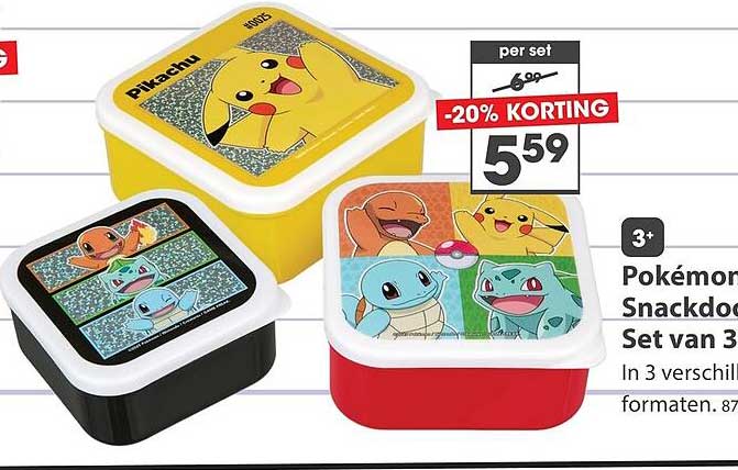 Pokémon Snackdoos Set van 3 -20% KORTING