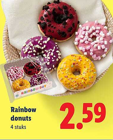 Rainbow donuts 4 stuks