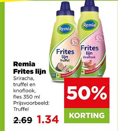 Remia Frites lijn Sriracha, truffel en knoflook, fles 350 ml