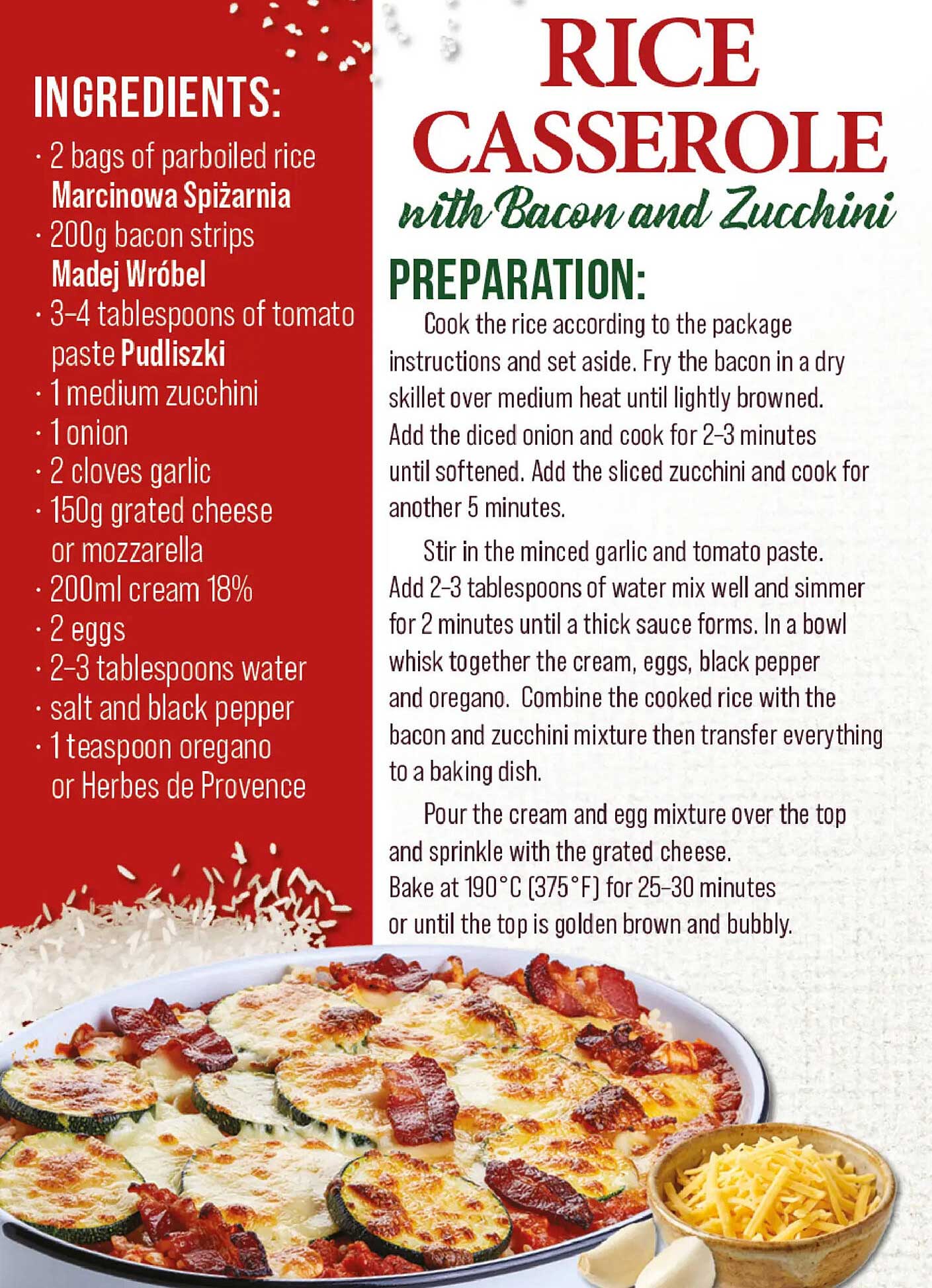 RICE CASSEROLE with Bacon and Zucchini
