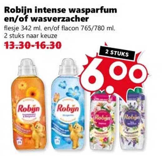 Robijn intense wasparfum en/of wasverzachter 2 STUKS