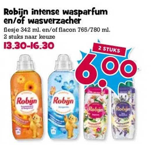 Robijn intense wasparfum en/of wasverzachter 2 stuks naar keuze