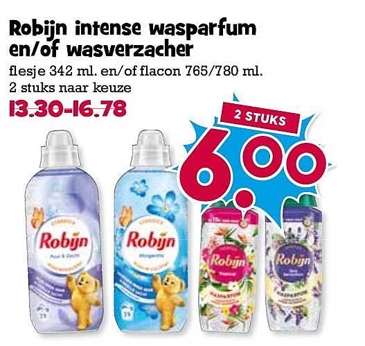 Robijn intense wasparfum en/of wasverzachter 2 stuks naar keuze