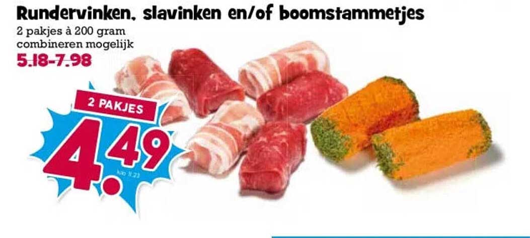 Rundervinken, slavinken en/of boomstammetjes 2 pakjes à 200 gram combineren mogelijk 2 pakjes
