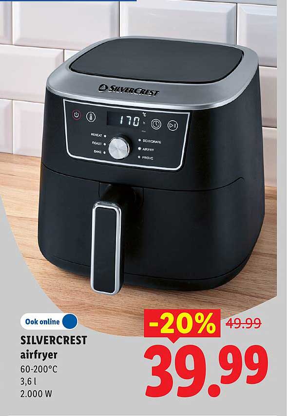 SILVERCREST airfryer 60-200°C 3,6 l 2.000 W -20%