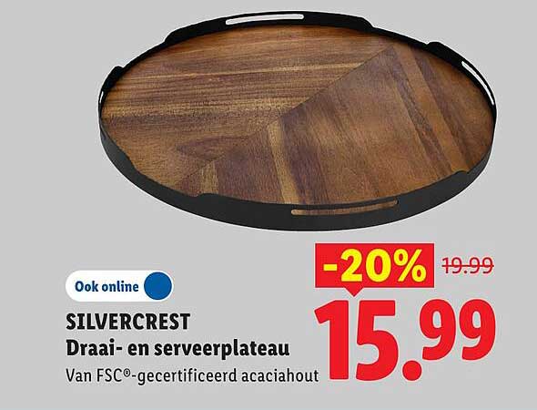 SILVERCREST Draai- en serveerplateau Van FSC®-gecertificeerd acaciahout -20%