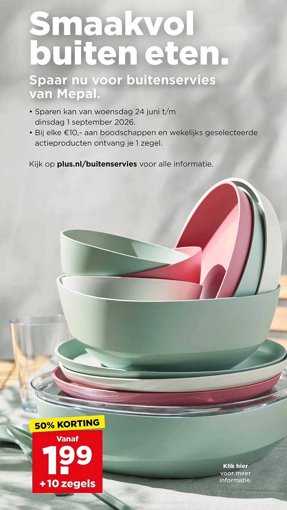Smaakvol buiten eten. Spaar nu voor buitensets van Mepal. 50% KORTING