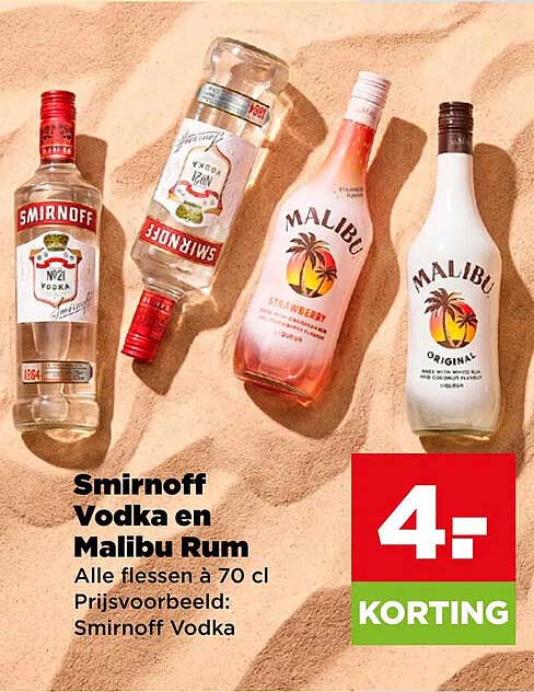 Smirnoff Vodka en Malibu Rum
