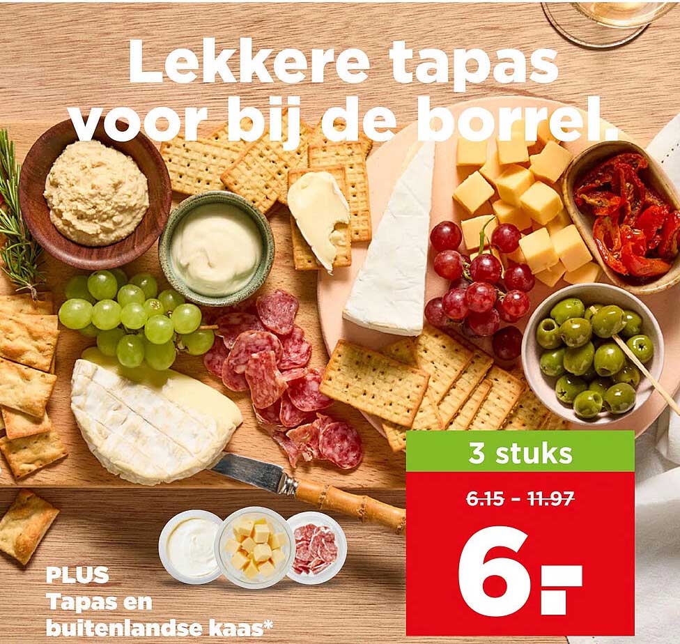 Tapas en buitenlandse kaas* 3 stuks