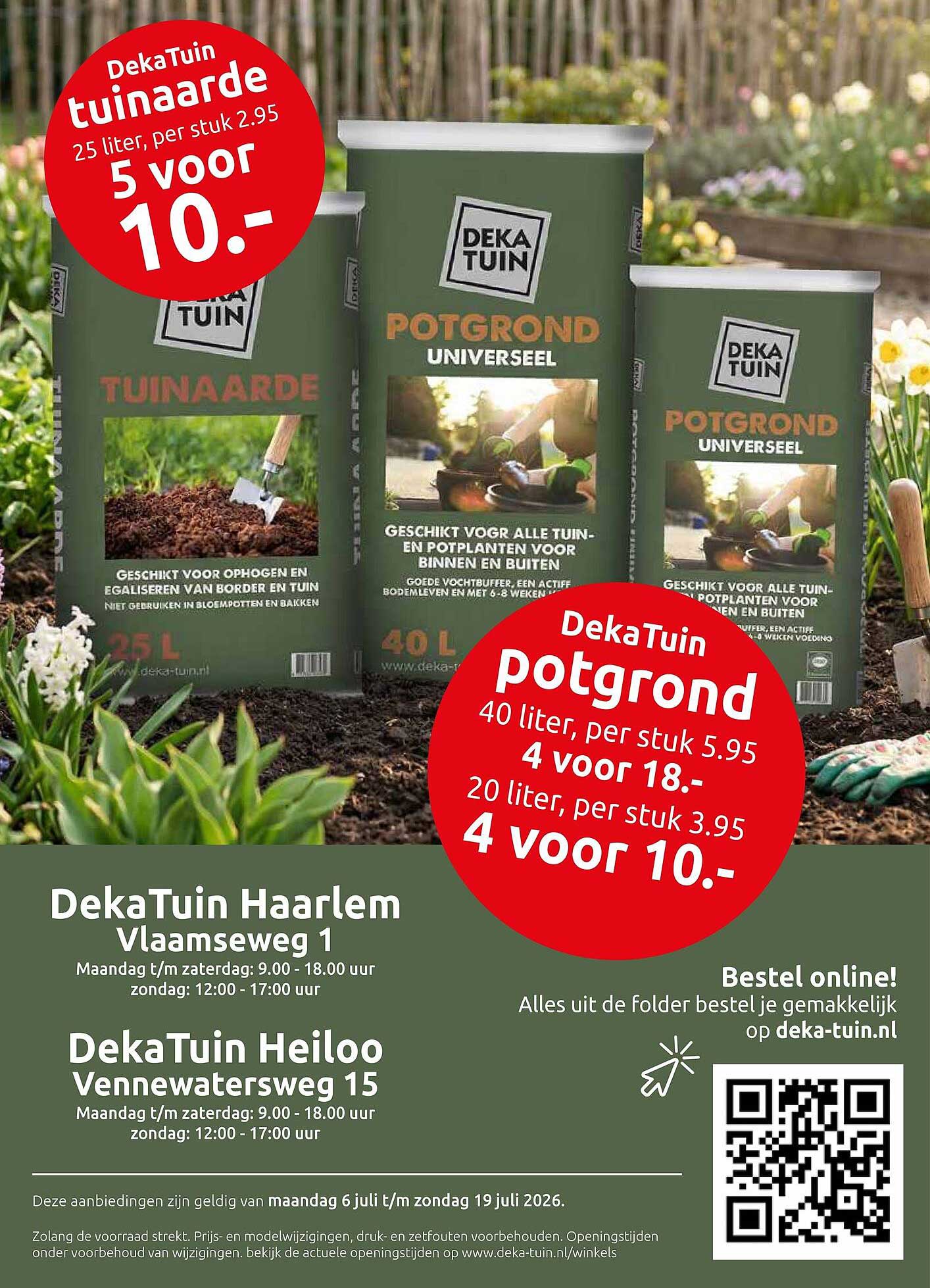 tuinaarde 25 liter, per stuk 2.95 5 voor 10.-
