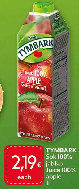 TYMBARK Sok 100% jabłko Juice 100% apple 1l