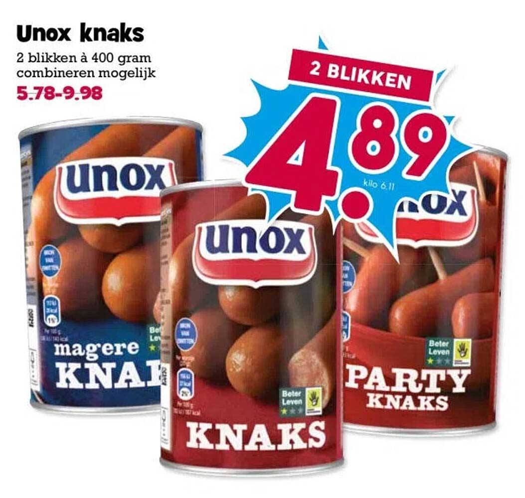 Unox knaks 2 blikken à 400 gram combineren mogelijk 2 blikken