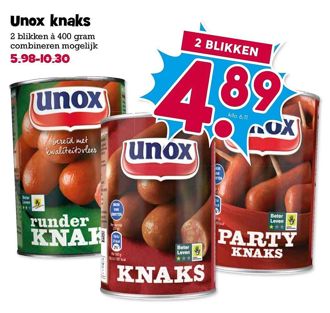 Unox knaks 2 blikken à 400 gram combineren mogelijk 2 blikken