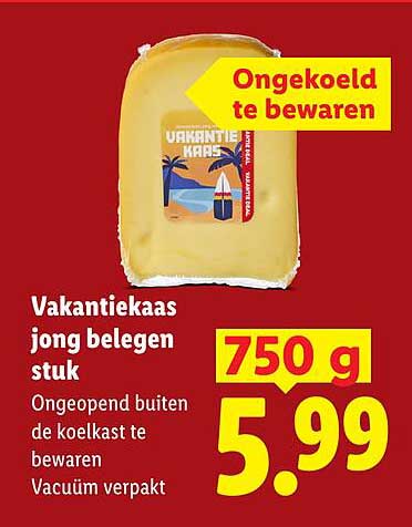 Vakantiekaas jong belegen stuk