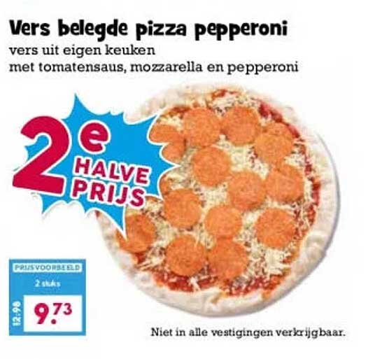 Vers belegde pizza pepperoni 2e halve prijs