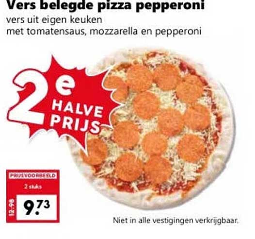 Vers belegde pizza pepperoni 2e halve prijs